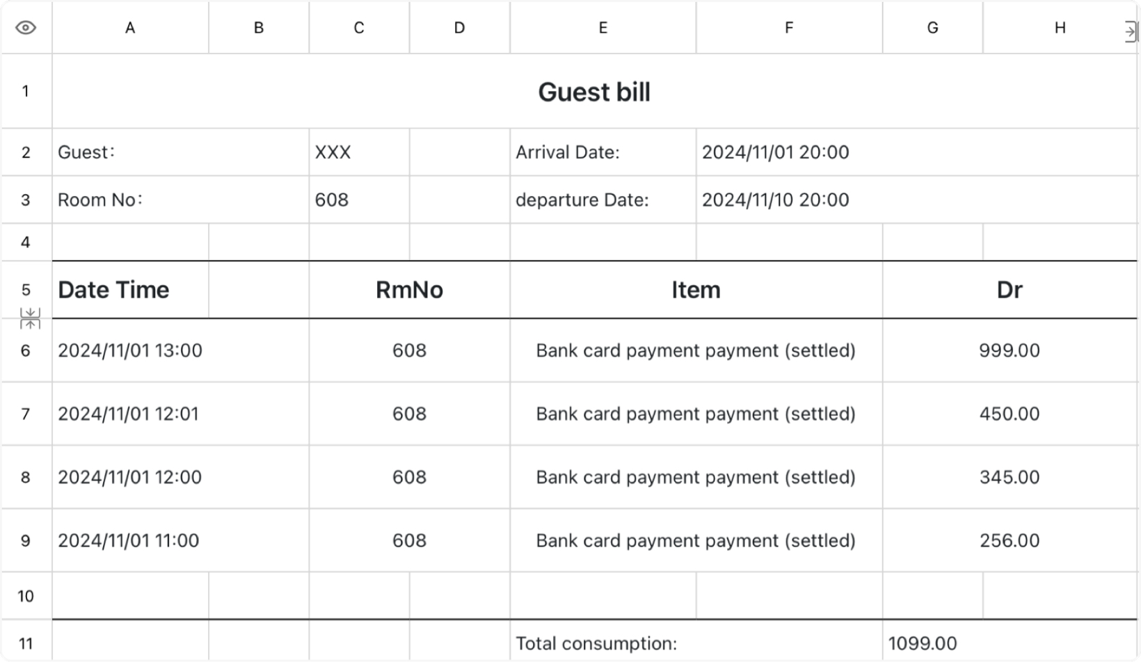 Guest bill